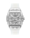 Guess Phoenix Multi Function Silver Dial White Rubber Strap Watch for Men - GW0203G1 Buy Now By Guess