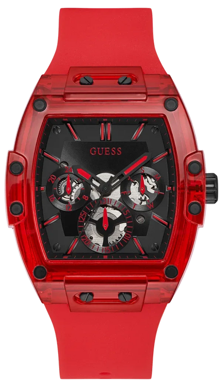 Guess Phoenix Multifunction Black Dial Red Rubber Strap Watch for Men - GW0203G5 Buy Now By Guess