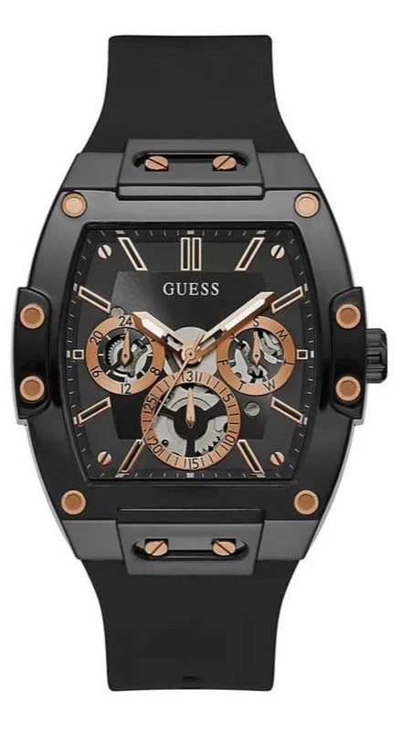 Guess Phoenix Multifunction Black Dial Black Silicone Strap Watch For Men - GW0203G8 Buy Now By Guess