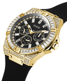 Guess Zeus Chronograph Diamonds Black Dial Black Silicone Strap Watch For Men - GW0208G2 Buy Now By Guess