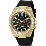Guess Zeus Chronograph Diamonds Black Dial Black Silicone Strap Watch For Men - GW0208G2 Buy Now By Guess