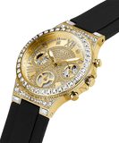 Guess Moonlight Crystals Silver Dial Black Silicone Strap Watch For Women - GW0257L1 Buy Now By Guess