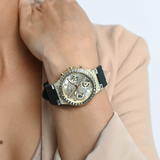 Guess Moonlight Crystals Silver Dial Black Silicone Strap Watch For Women - GW0257L1 Buy Now By Guess
