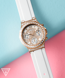 Guess Moonlight Diamonds White Dial White Rubber Strap Watch for Women - GW0257L2 Buy Now By Guess