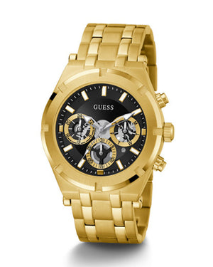 Guess Continental Black Dial Gold Steel Strap Watch for Men - GW0260G2 Buy Now By Guess