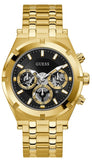 Guess Continental Black Dial Gold Steel Strap Watch for Men - GW0260G2 Buy Now By Guess