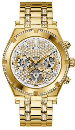 Guess Continental Diamonds Gold Dial Gold Steel Strap Watch for Men - GW0261G2 Buy Now By Guess