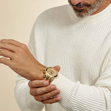 Guess Continental Diamonds Gold Dial Gold Steel Strap Watch for Men - GW0261G2 Buy Now By Guess