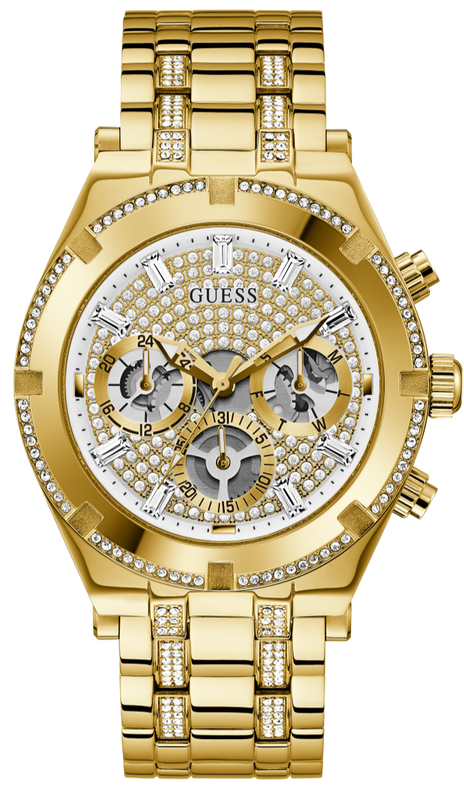 Guess Continental Diamonds Gold Dial Gold Steel Strap Watch for Men - GW0261G2 Buy Now By Guess