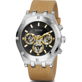 Guess Continental Multifunction Black Dial Brown Leather Strap Watch for Men - GW0262G1 Buy Now By Guess