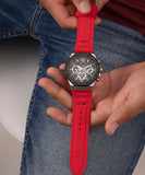Guess Momentum Black Dial Red Rubber Strap Watch for Men - GW0263G3 Buy Now By Guess