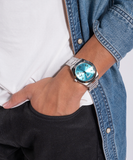 Guess Connoisseur Turquoise Dial Silver Steel Strap Watch for Men - GW0265G11 Buy Now By Guess