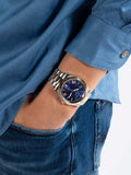 Guess Quartz Blue Dial Two Tone Steel Strap Watch For Men - GW0265G12 Buy Now By Guess