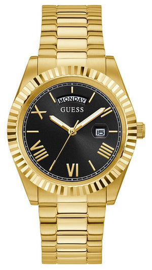 Guess Connoisseur Black Dial Gold Steel Strap Watch for Men - GW0265G3 Buy Now By Guess