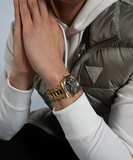 Guess Connoisseur Black Dial Gold Steel Strap Watch for Men - GW0265G3 Buy Now By Guess