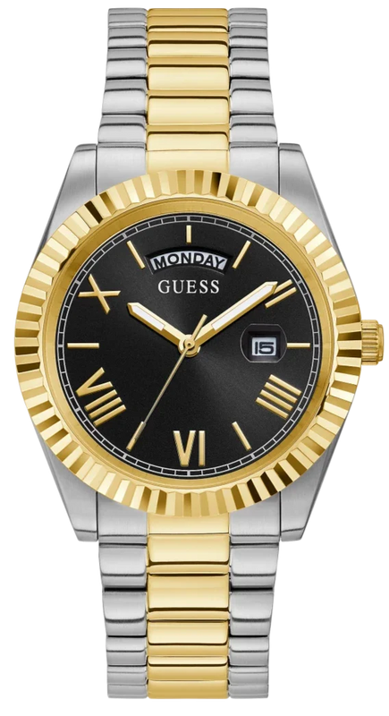 Guess Connoisseur Black Dial Two Tone Steel Strap Watch for Men - GW0265G5 Buy Now By Guess