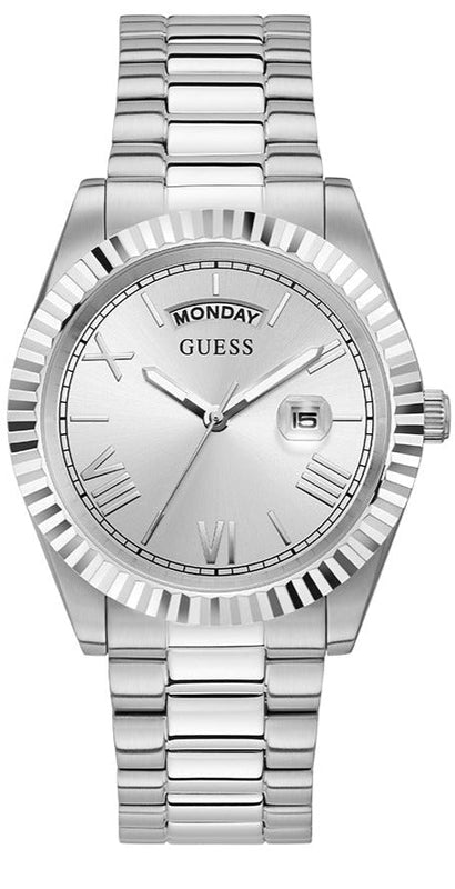 Guess Connoisseur Silver Dial Silver Steel Strap Watch for Men - GW0265G6 Buy Now By Guess