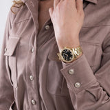 Guess Luna Diamonds Black Dial Gold Steel Strap Watch for Women - GW0307L2 Buy Now By Guess