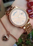 Guess Luna Diamonds Rose Gold Dial Rose Gold Steel Strap Watch for Women - GW0307L3 Buy Now By Guess