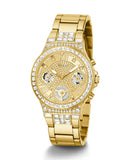 Guess Moonlight Multi Function Diamonds Gold Dial Gold Steel Strap Watch for Women - GW0320L2 Buy Now By Guess