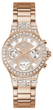 Guess Moonlight Multi Function Diamonds White Dial Rose Gold Steel Strap Watch for Women - GW0320L3 Buy Now By Guess