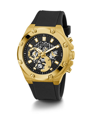 Guess Third Gear Multifunction Black Dial Black Rubber Strap Watch for Men - GW0334G2 Buy Now By Guess