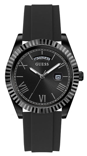 Guess Connoisseur Black Dial Black Silicone Strap Watch For Men - GW0335G1 Buy Now By Guess