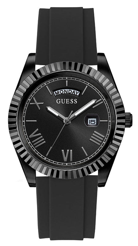 Guess Connoisseur Black Dial Black Silicone Strap Watch For Men - GW0335G1 Buy Now By Guess