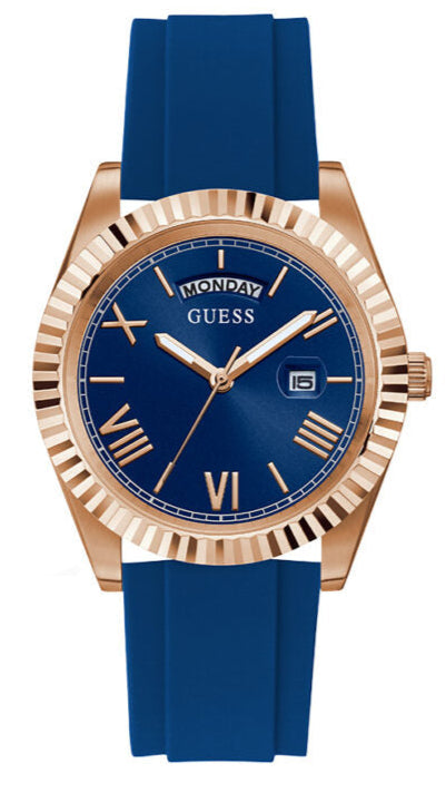 Guess Connoisseur Blue Dial Blue Silicone Strap Watch For Men - GW0335G2 Buy Now By Guess