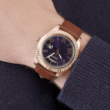 Guess Connoisseur Blue Dial Brown Leather Strap Watch For Men - GW0353G2 Buy Now By Guess