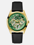 Guess Multifunction Chronograph Green Dial Black Leather Strap Watch For Men - GW0389G7 Buy Now By Guess