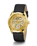 Guess Tailor Gold Dial Black Leather Strap Watch for Men - GW0389G2 Buy Now By Guess