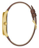 Guess Multifunction Chronograph Gold Dial Brown Leather Strap Watch For Men - GW0389G5 Buy Now By Guess