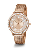 Guess Soiree Diamonds Rose Gold Dial Rose Gold Mesh Bracelet Watch for Women - GW0402L3 Buy Now By Guess