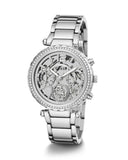 Guess Solstice Diamonds Silver Dial Silver Steel Strap Watch for Women - GW0403L1 Buy Now By Guess