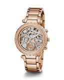 Guess Solstice Diamonds Rose Gold Dial Rose Gold Steel Strap Watch for Women - GW0403L3 Buy Now By Guess