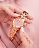 Guess Glitter Diamonds Pink Dial Rose Gold Steel Strap Watch for Women - GW0405L3 Buy Now By Guess