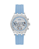 Guess Heiress Diamonds Blue Dial Blue Rubber Strap Watch for Women - GW0407L1 Buy Now By Guess