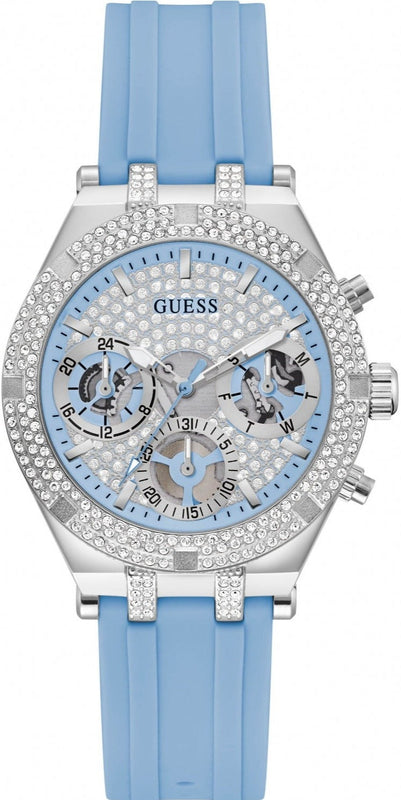 Guess Heiress Diamonds Blue Dial Blue Rubber Strap Watch for Women - GW0407L1 Buy Now By Guess