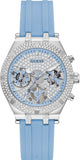 Guess Heiress Diamonds Blue Dial Blue Rubber Strap Watch for Women - GW0407L1 Buy Now By Guess