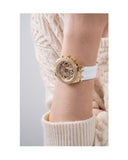 Guess Heiress Diamonds Gold Dial White Rubber Strap Watch for Women - GW0407L2 Buy Now By Guess