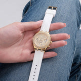 Guess Heiress Diamonds Gold Dial White Rubber Strap Watch for Women - GW0407L2 Buy Now By Guess