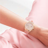 Guess Heiress Diamonds Rose Gold Dial Pink Rubber Strap Watch for Women - GW0407L3 Buy Now By Guess