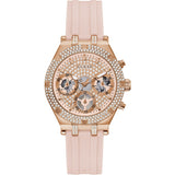 Guess Heiress Diamonds Rose Gold Dial Pink Rubber Strap Watch for Women - GW0407L3 Buy Now By Guess