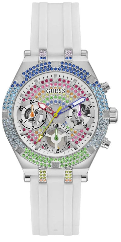 Guess Glitz Pride Limited Edition White Dial White Rubber Strap Watch for Women - GW0407L4 Buy Now By Guess