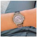 Guess Crown Jewel Diamonds Blue Dial Silver Steel Strap Watch for Women - GW0410L1 Buy Now By Guess