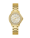Guess Crown Jewel Diamonds White Dial Gold Steel Strap Watch for Women - GW0410L2 Buy Now By Guess