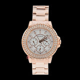 Guess Crown Jewel Multifunction Diamonds White Dial Rose Gold Steel Strap Watch For Women - GW0410L3 Buy Now By Guess