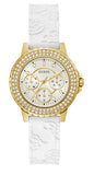 Guess Crown Jewel Multifunction Diamonds White Dial White Leather Strap Watch for Women - GW0411L1 Buy Now By Guess