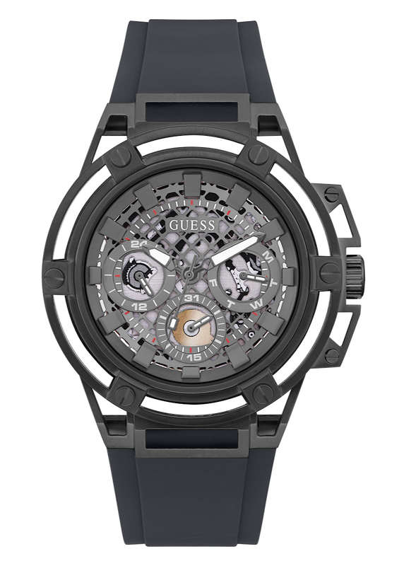 Guess Matrix Multifunction Grey Dial Grey Rubber Strap Watch for Men - GW0423G3 Buy Now By Guess